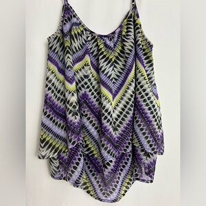 New York & Company Purple and Yellow Asymmetrical Camisole 0040